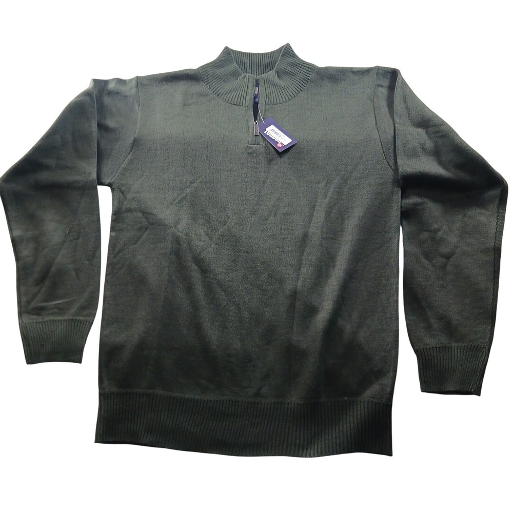Billy London Mens Olive Green Quarter Zip Sweater Mock Neck BL1801-40 NEW